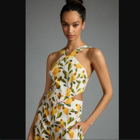 FARM Rio x Anthropologie Halter Cutout Wide-Leg Jumpsuit Medium Petite EUC - Picture 3 of 10